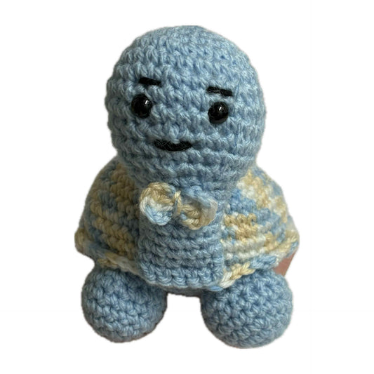 BEAKNITS- CROCHETED BLUE TURTLE- MEDIUM
