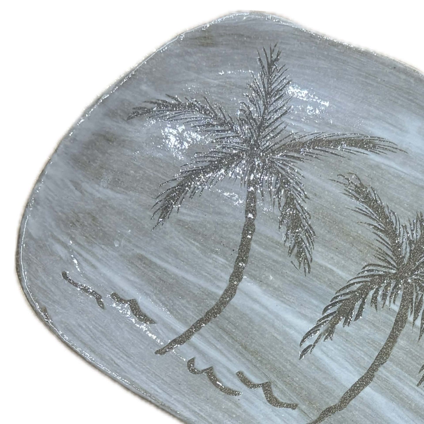 EARTH BY HAND- Hand Built "Palm Tree" Platter