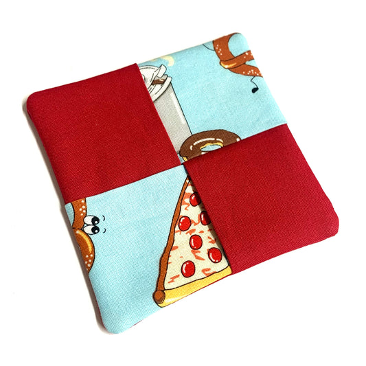 MUMMA WHOOPEE- SINGLE WINE GLASS SLIPPER/COASTERS- Funny Food & Red