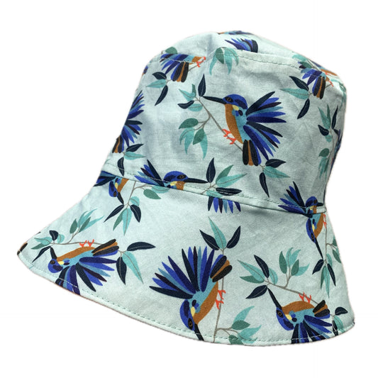 Teacups n Quilts- Kingfisher Fabric Hat- Adult Size