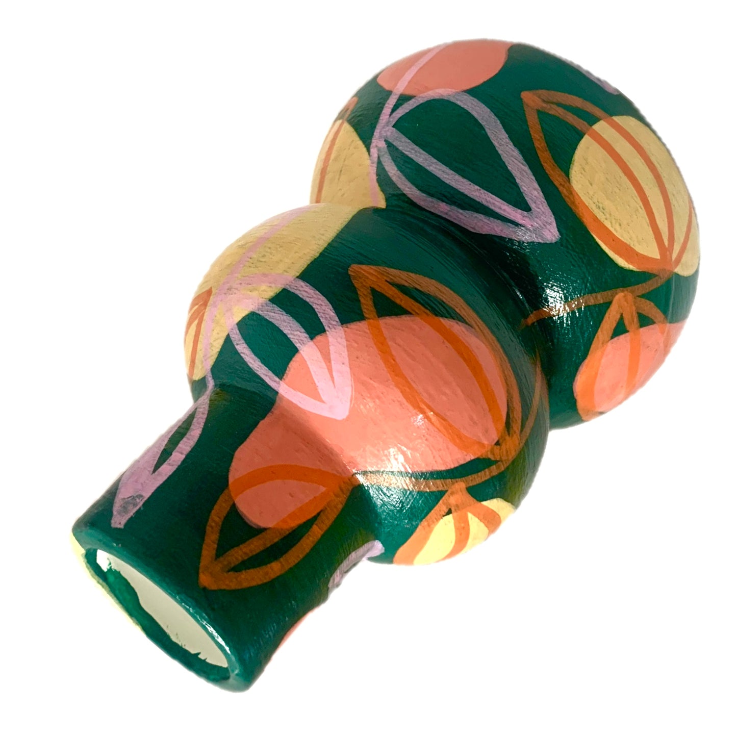 THIS BIRD HAS FLOWN - Small Vine Vase- Dark Green, Peach, Pink, & Orange- Decorative Only