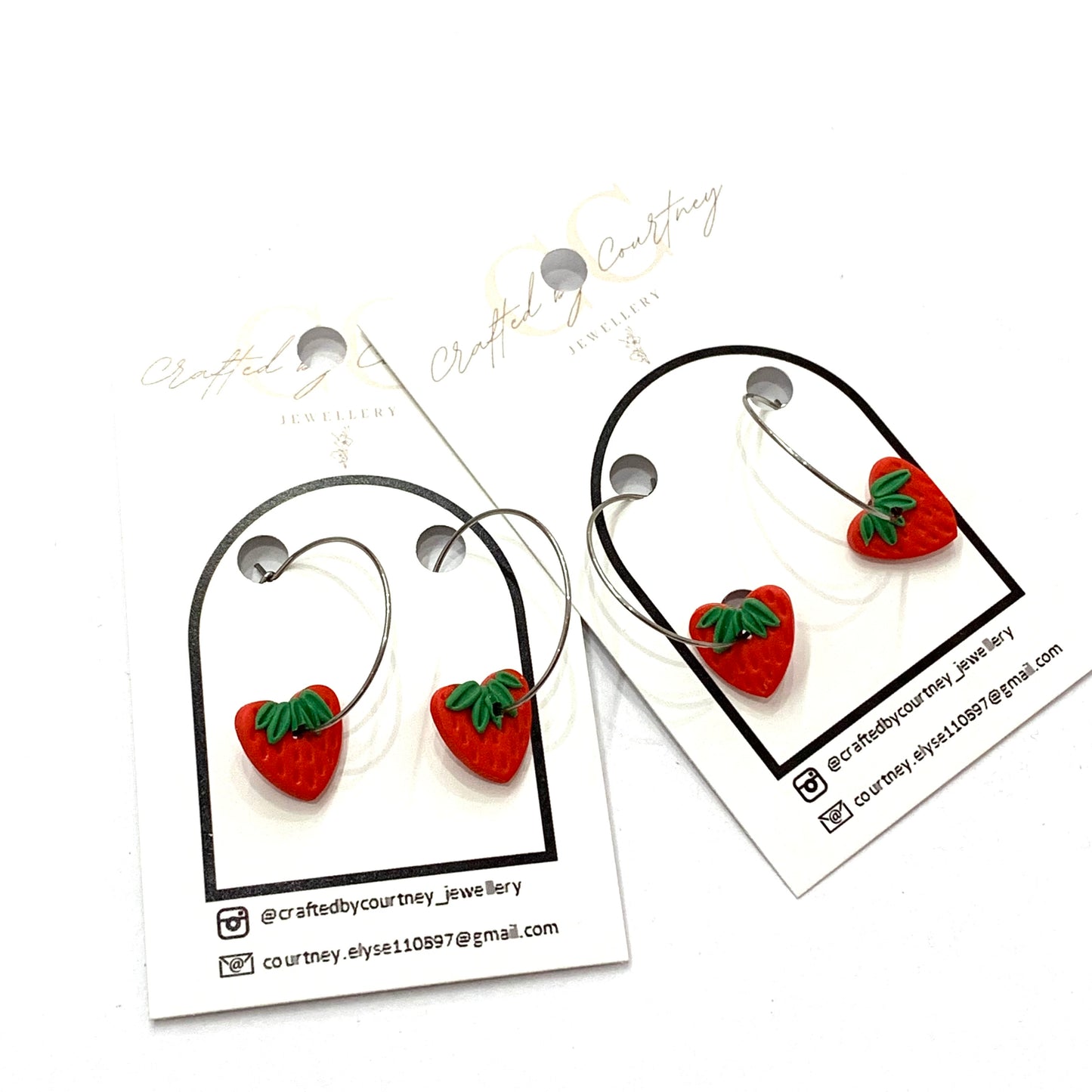 CRAFTED BY COURTNEY- Small Strawberry Hoop Earrings