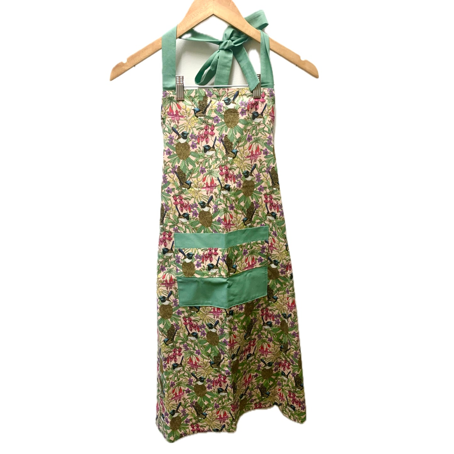 MUMMA WHOOPEE- "Fairy Wrens & Fuschia" Scenic Route Fabric- APRON