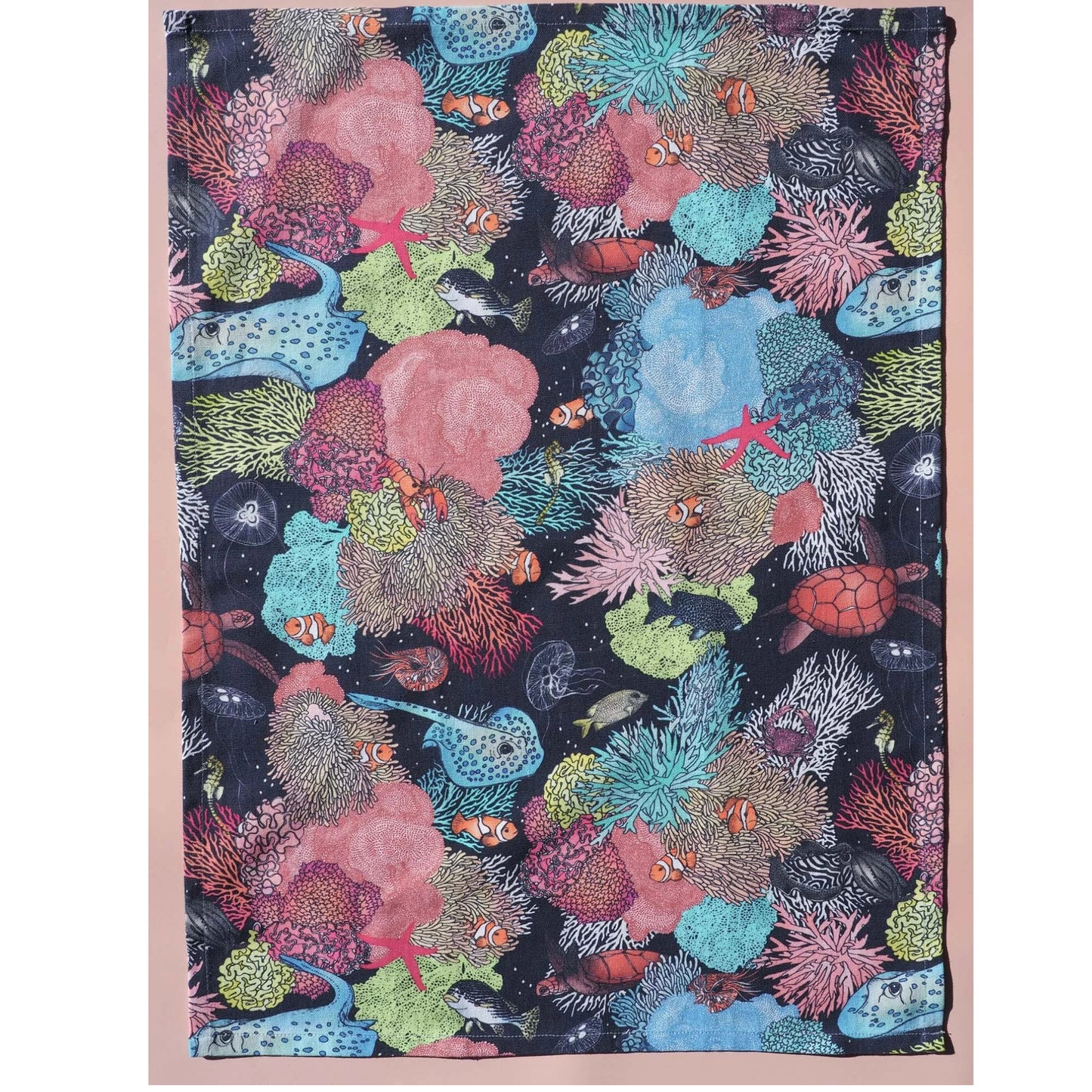 THE SCENIC ROUTE - "GREAT BARRIER REEF MIDNIGHT"- Cotton Art Tea Towel