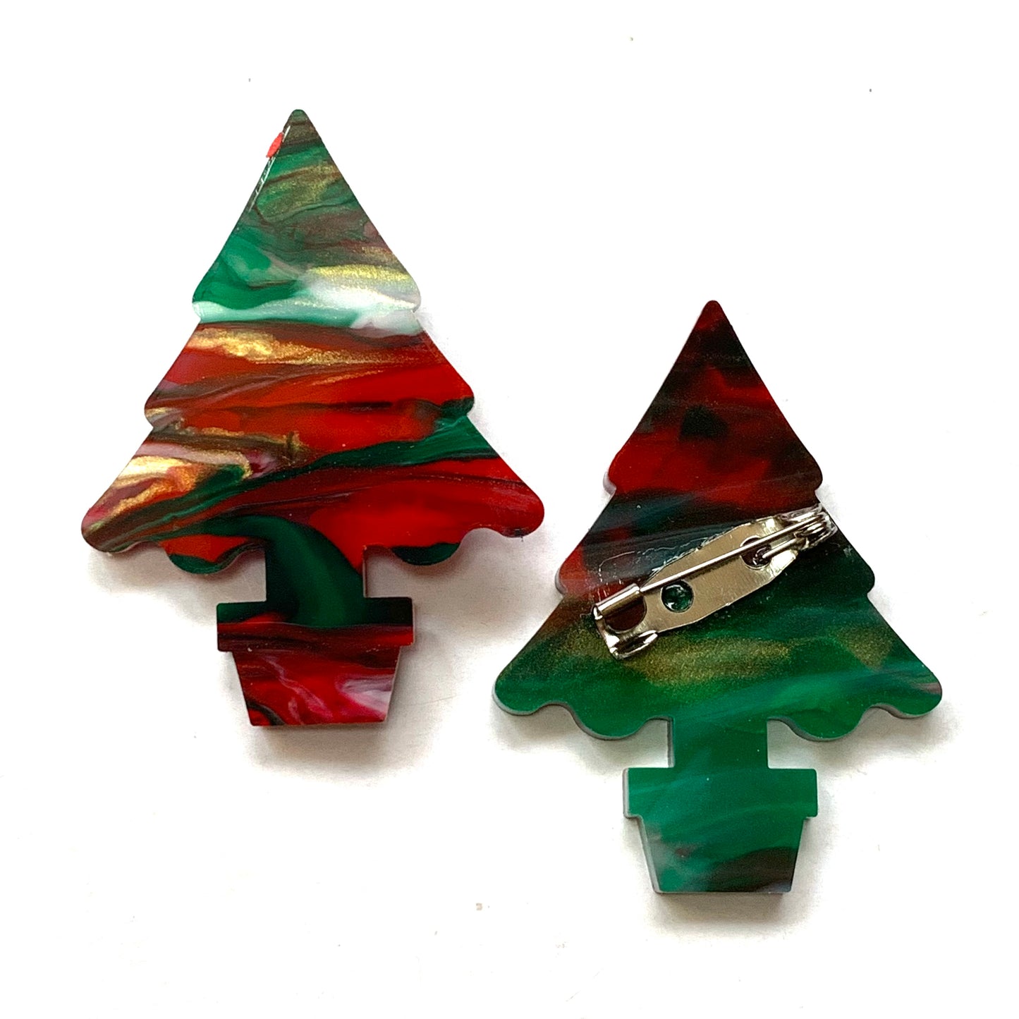 MAKIN' WHOOPEE - “YULE MARBLE” SMALL CHRISTMAS TREE BROOCHES