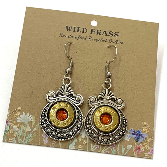 WILD BRASS- Aztec Drops- Orange Swarovski Crystal