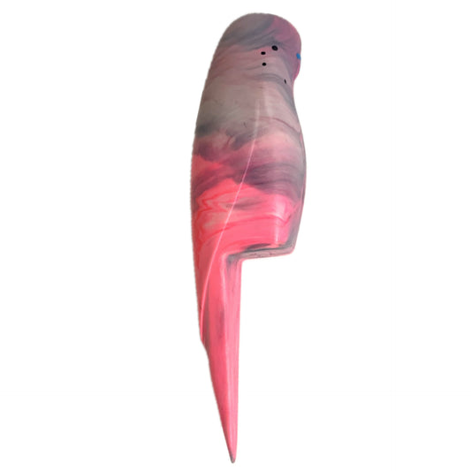 PETE CROMER - RESIN BUDGERIGAR #6 - Stormy Pink & Grey