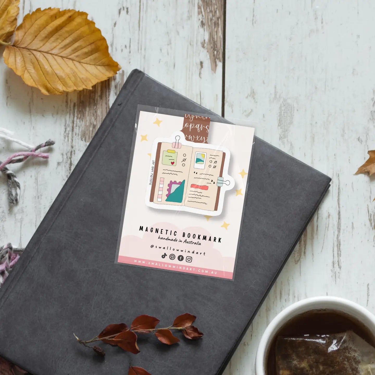 SWALLOW WIND ART - TRAVEL JOURNAL NOTEBOOK - MAGNETIC BOOKMARK