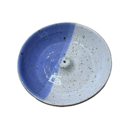 EARTH BY HAND- Hand Built Clay Incense Holders - Blue and White