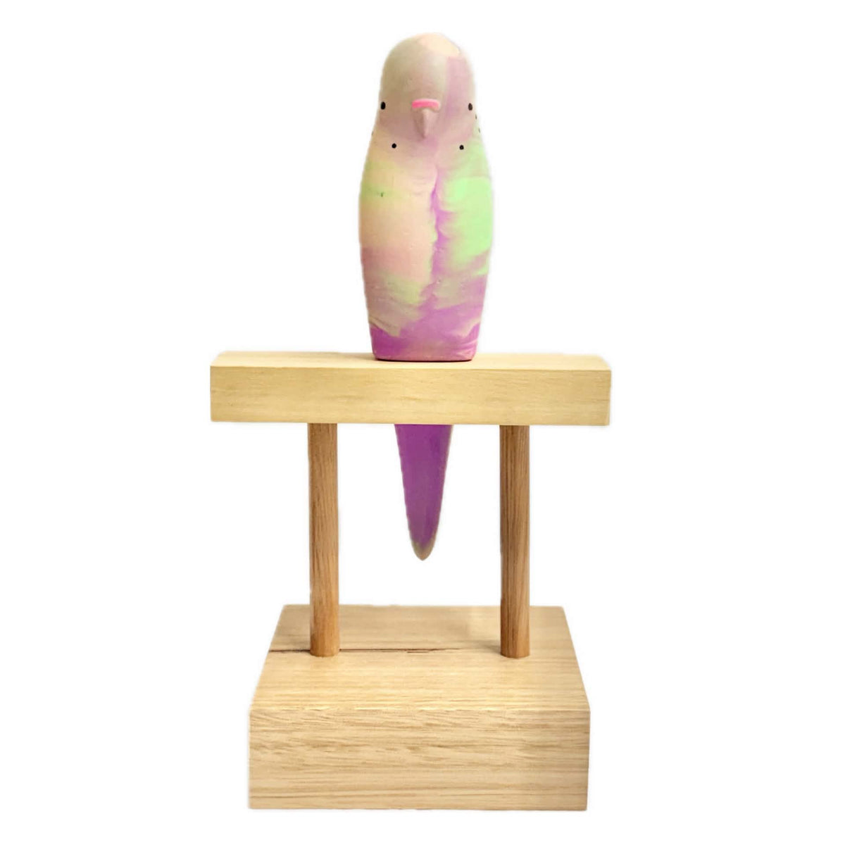 PETE CROMER - RESIN BUDGERIGAR #14 BUBBLEGUM COLOURFUL SWIRL