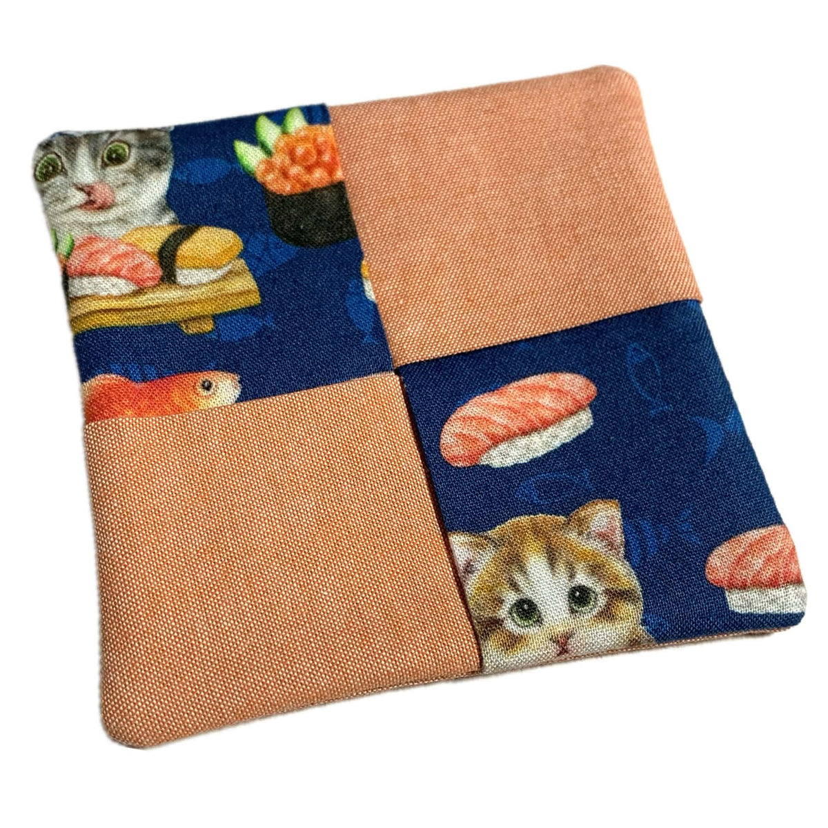 MUMMA WHOOPEE- single  WINE GLASS SLIPPER/COASTERS- SUSHI CATS PEACH