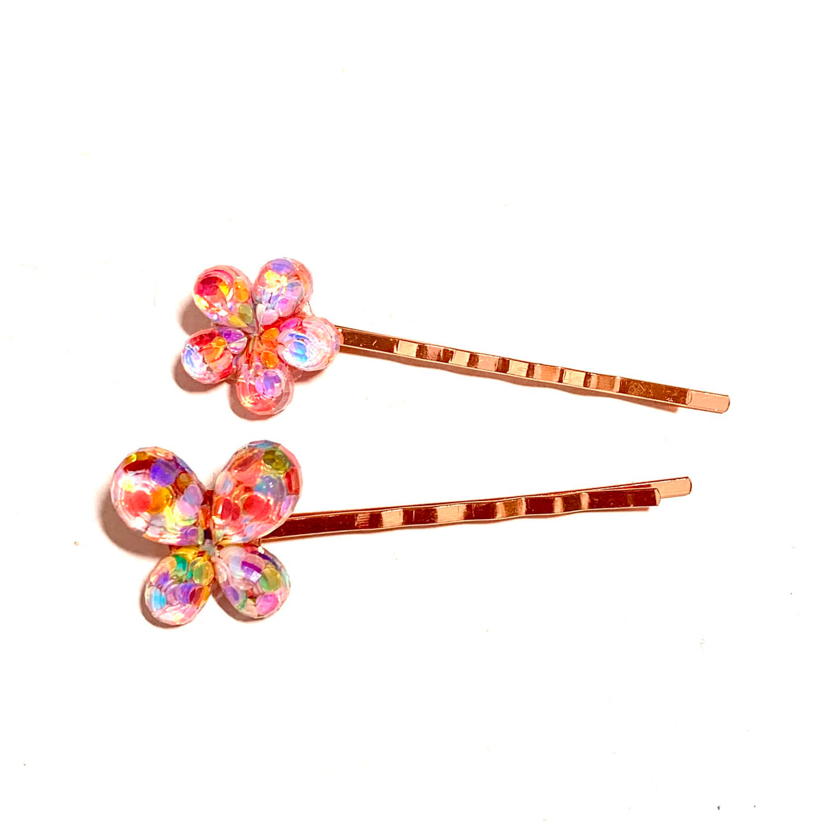 THIS BIRD HAS FLOWN - Confetti Mismatched Butterfly Flower - Hair Pins