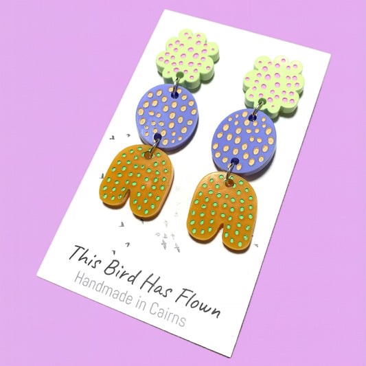 THIS BIRD HAS FLOWN - “Bubble Pop- Light Green” DANGLE EARRINGS