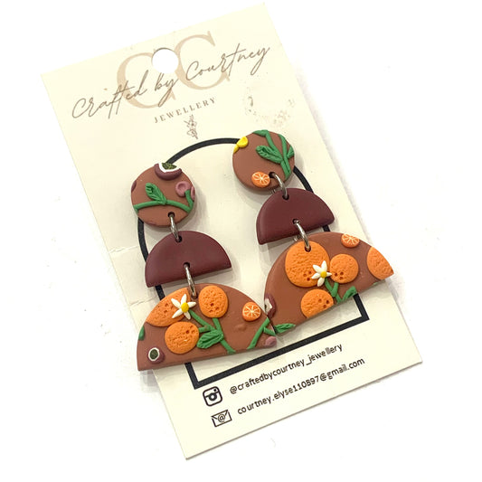 CRAFTED BY COURTNEY- Triple Arch Dangles- Orange & Passionfruit