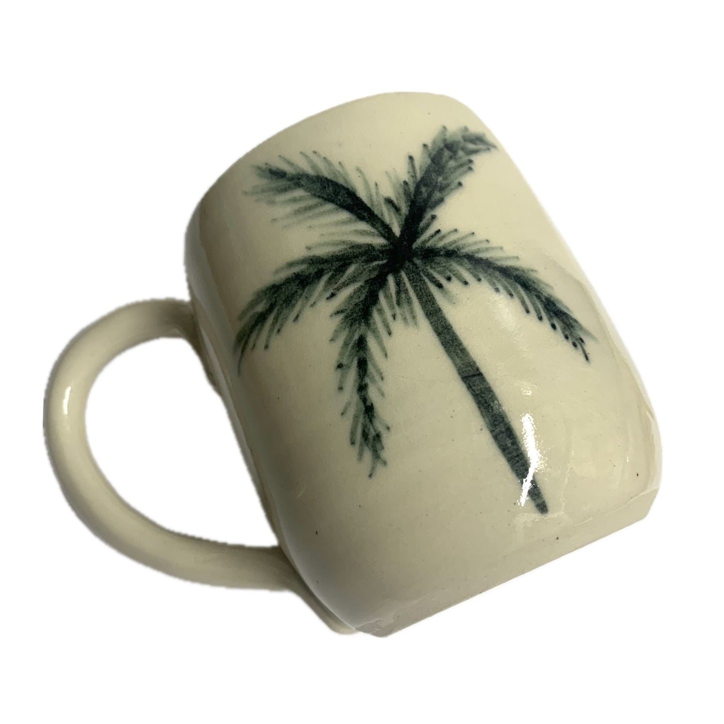 EARTH BY HAND- Palm Tree Mugs- White with Blue Inside