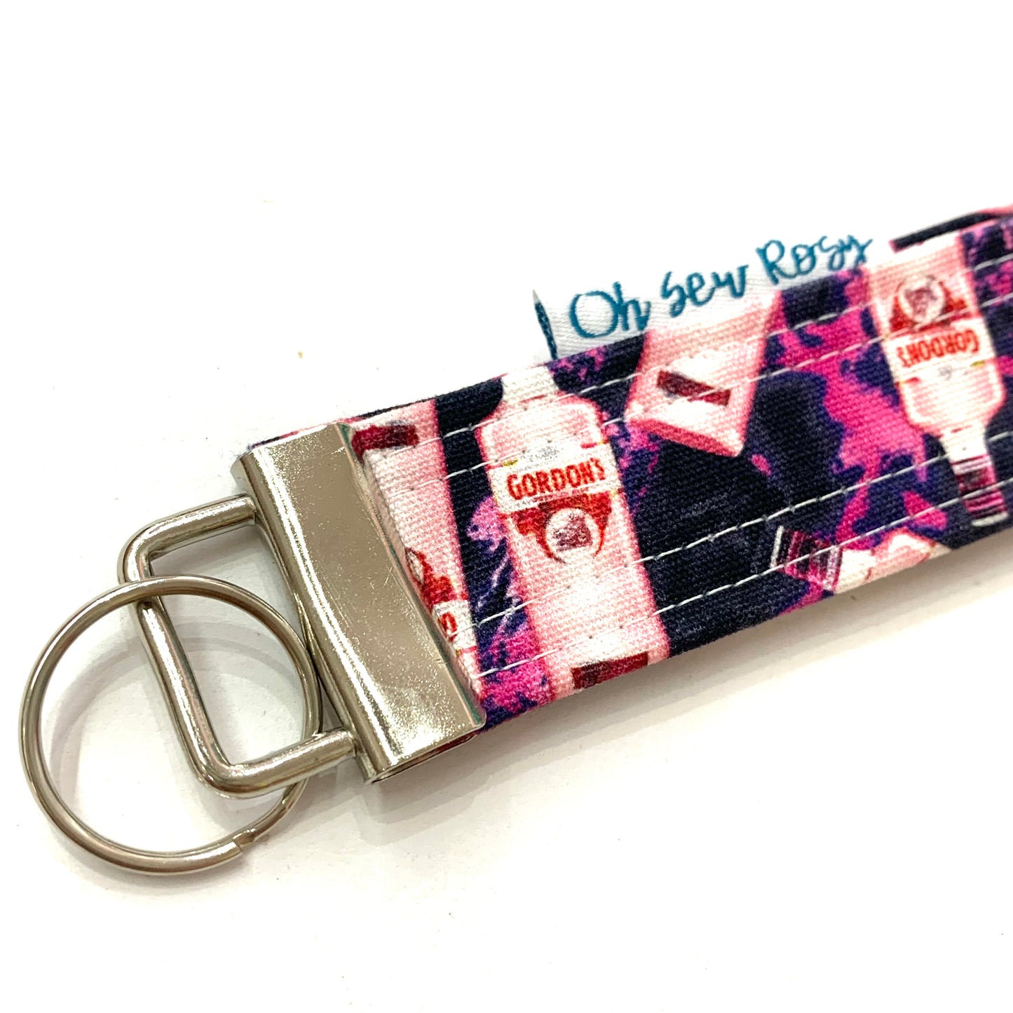 OH SEW ROSY: KEY FOBS/WRISTLET- GORDON'S PINK GIN