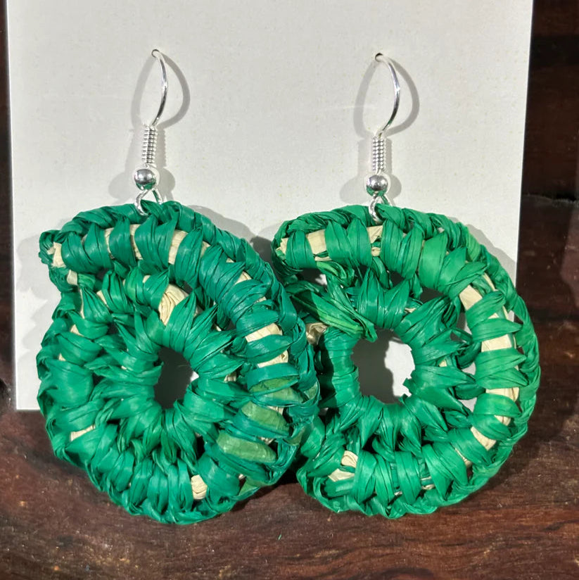 WEAVED BY ME - Indigenous Woven Earrings- Mini Weaves- Jolly Green