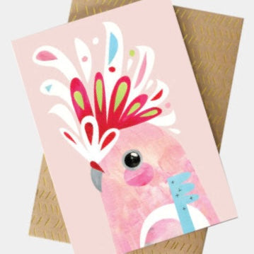 PETE CROMER - PINK COCKATOO- GREETING CARD