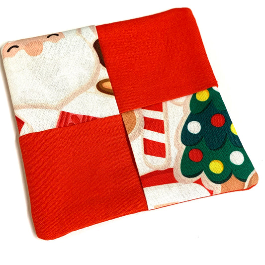 MUMMA WHOOPEE- SINGLE CHRISTMAS WINE GLASS SLIPPER/COASTERS- Christmas Cookies & Red