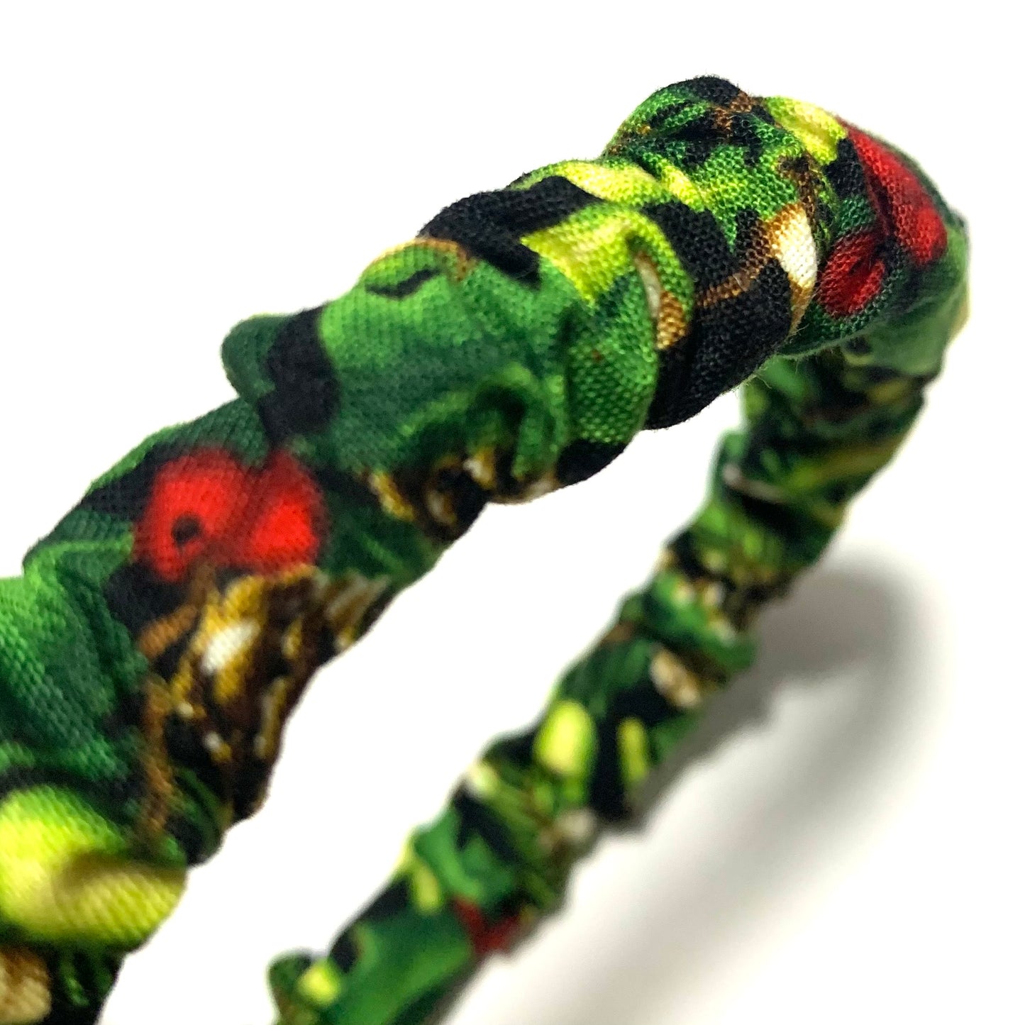 THIS BIRD HAS FLOWN -  SMALL CHRISTMAS SCRUNCHIE HEADBANDS- Yuletide Greenery