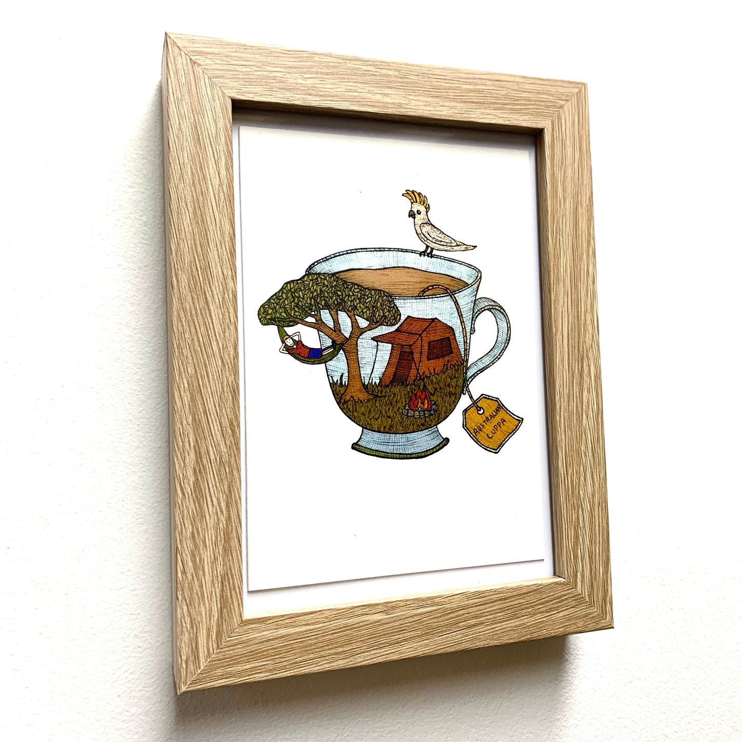 THE NONSENSE MAKER- "Australian Cuppa- Camping" Framed Image