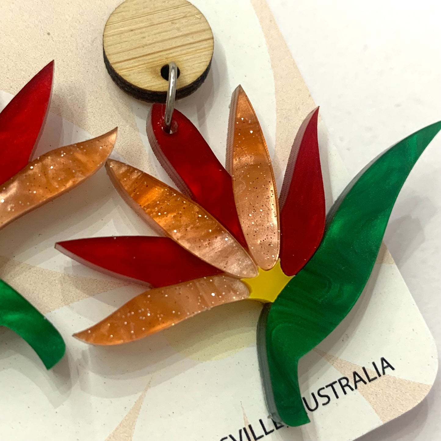 WAHBOO- Bird of Paradise Stud Dangle Earrings