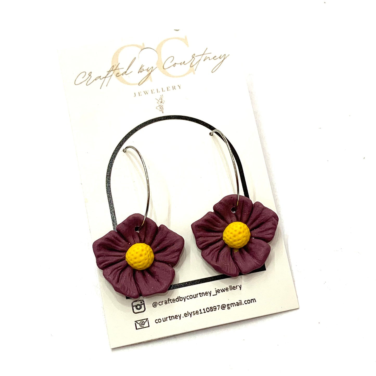 CRAFTED BY COURTNEY- Purple Flower Hoops