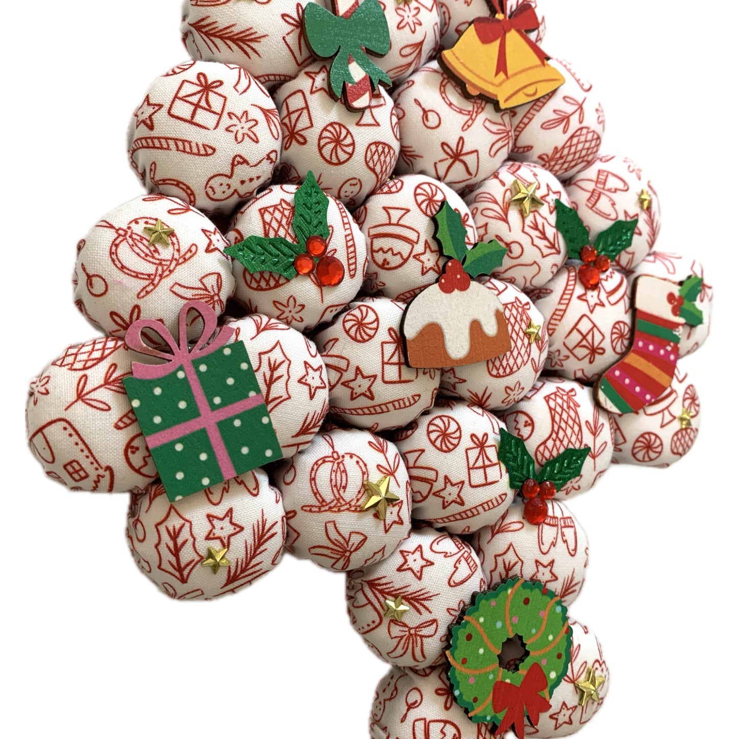 MUMMA WHOOPEE- "Merry & Bright"- SMALL BOTTLE TOP CHRISTMAS TREE WALL HANGING