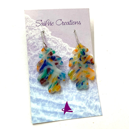 Sailvie Creations - Rainbow Leaf Hook Dangle Earrings