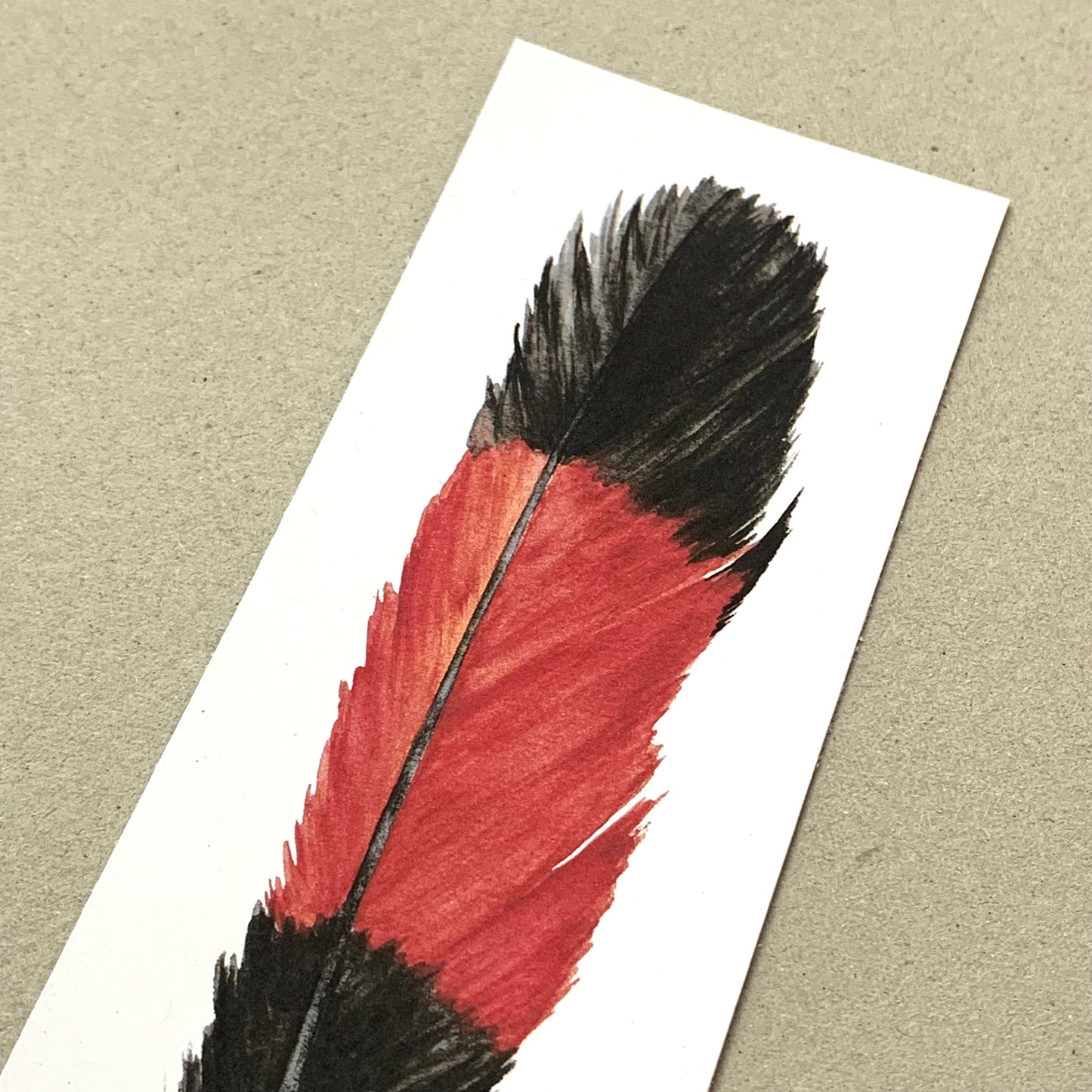 Shanna Trees Creations- "Cockatoo Feather: Red" Bookmark- White Paper