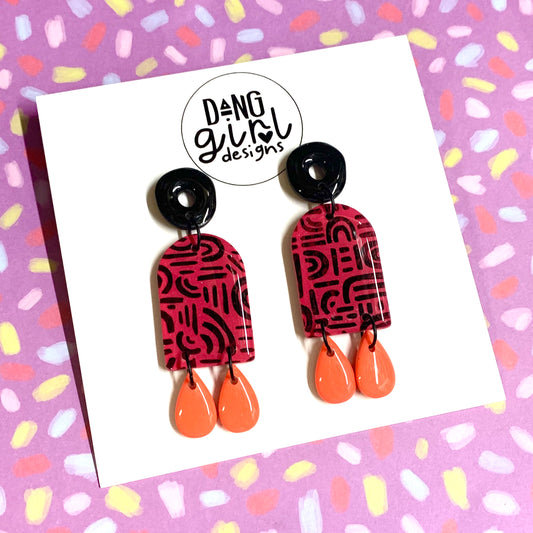 Dang Girl Designs - Berry Arch Drops- Donut Studs