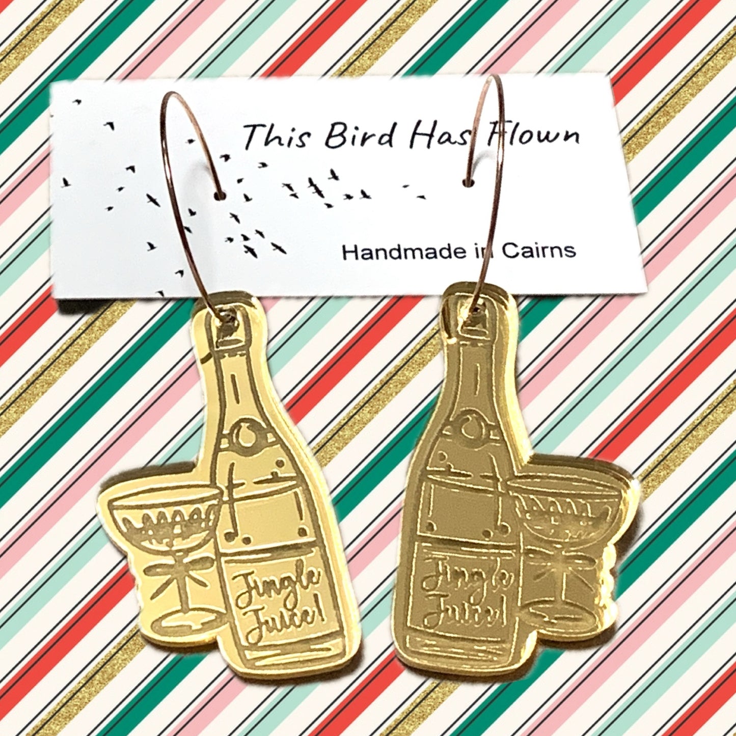 THIS BIRD HAS FLOWN - “JINGLE JUICE” CHRISTMAS HOOP DANGLES