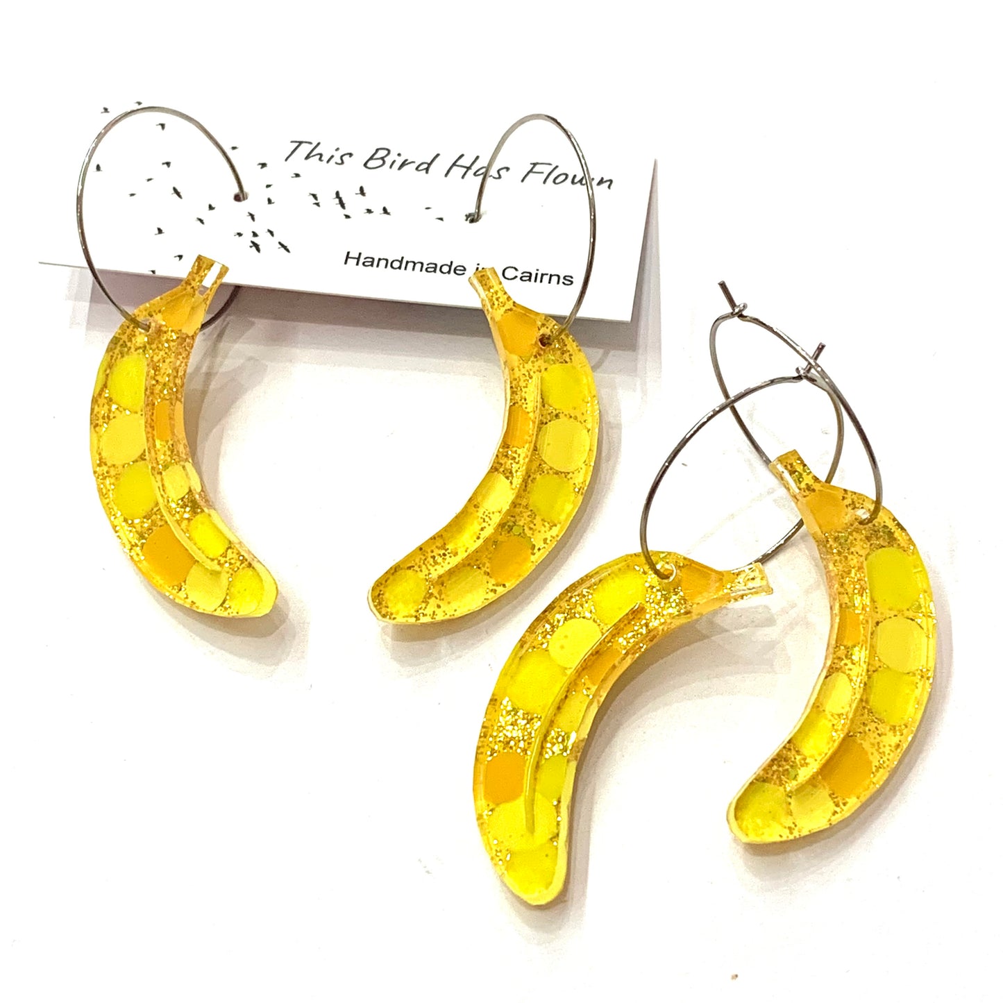 THIS BIRD HAS FLOWN- Small Banana Hoop Dangles