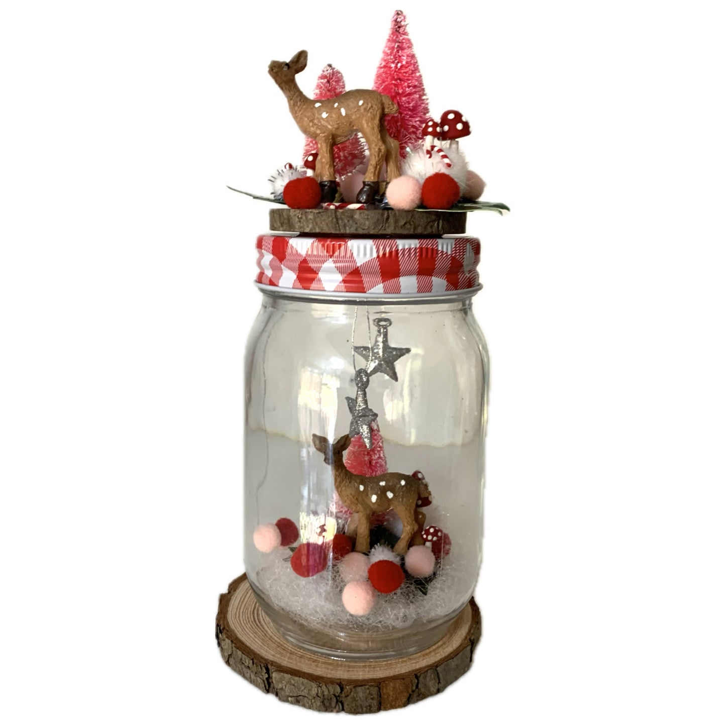 THIS BIRD HAS FLOWN- Christmas Jar Decoration- Medium Pinkmas Deer