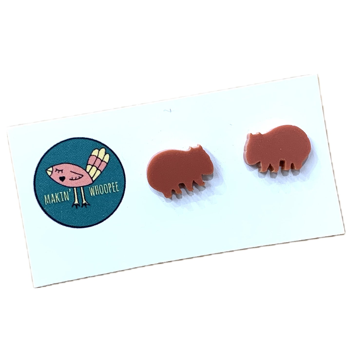 MAKIN' WHOOPEE - Little Aussies- "Wombats" Stud Earrings - Terracotta