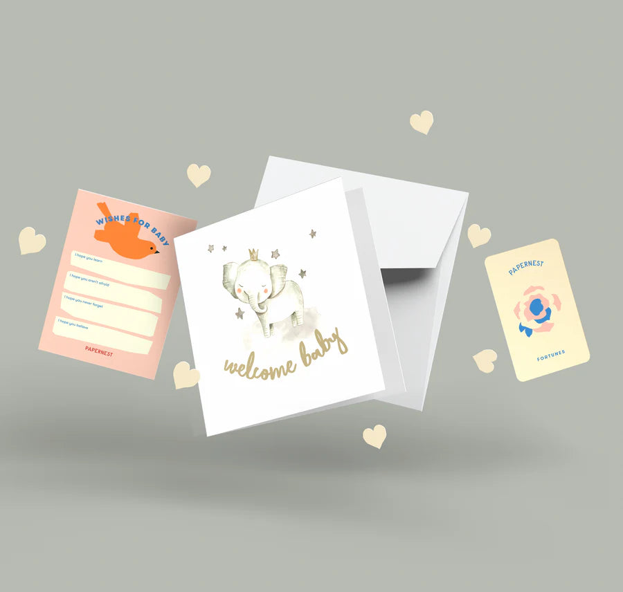 PAPERNEST - Welcome Baby Elephant Greeting Card