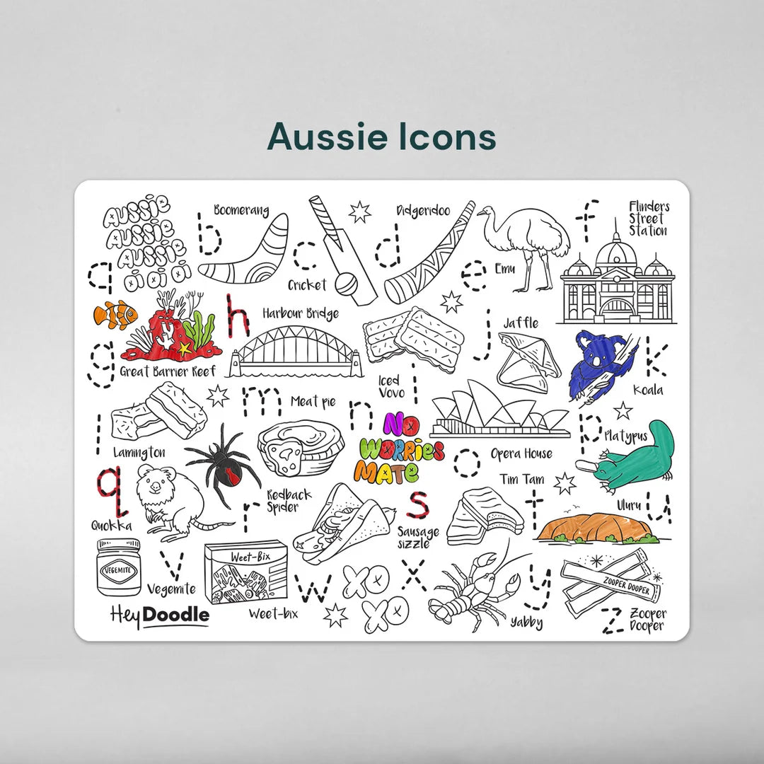 HEY DOODLE - AUSSIE ICONS - Classic Colouring & Doodle Mat