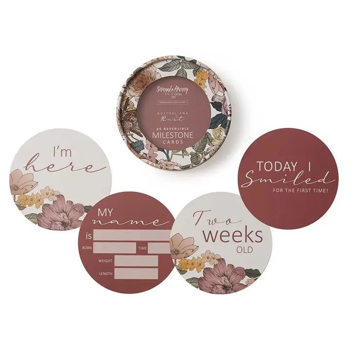 SNUGGLE HUNNY Australiana & Rust Reversible Milestone Cards