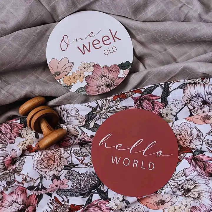 SNUGGLE HUNNY Australiana & Rust Reversible Milestone Cards