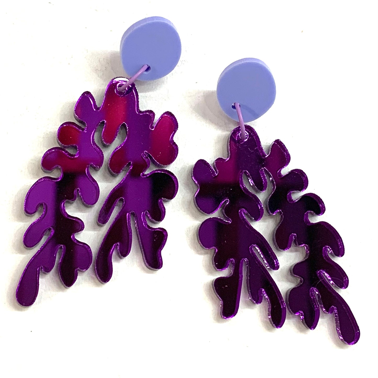 MAKIN' WHOOPEE - Mirror Purple Anemone- Ocean Collection Hoop Dangles