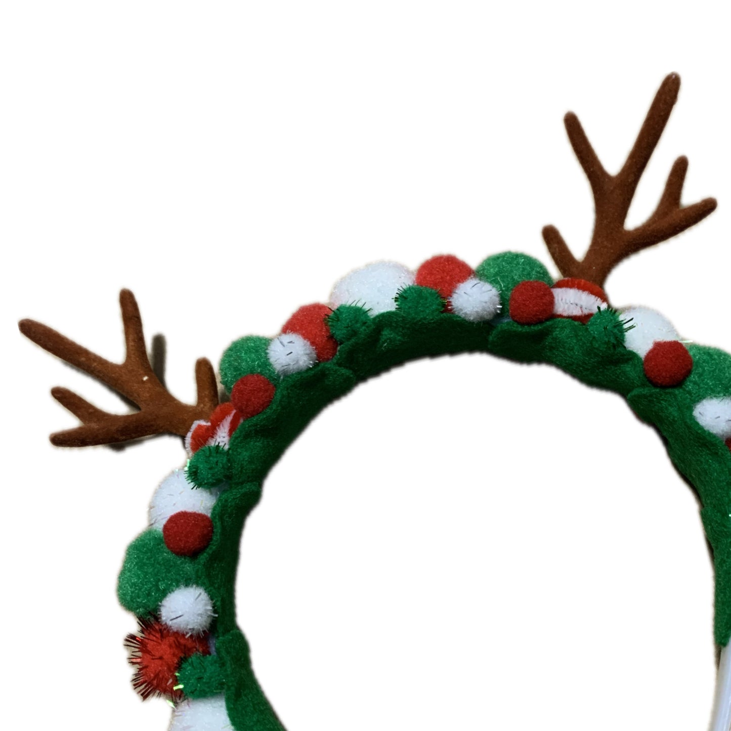THIS BIRD HAS FLOWN- "RED, WHITE & DARK GREEN ANTLER HEADBAND" MEDIUM CHRISTMAS HEADBAND