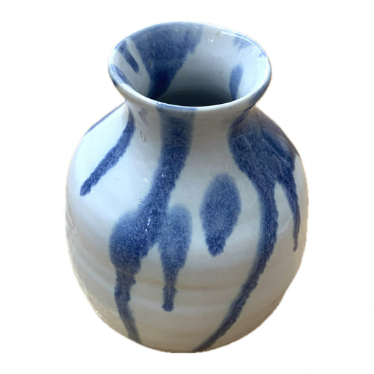 EARTH BY HAND- Blue & White Drizzle Vase