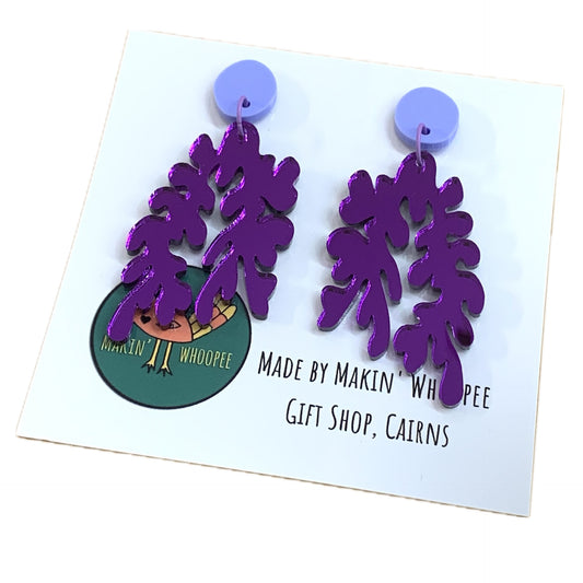 MAKIN' WHOOPEE - Mirror Purple Anemone- Ocean Collection Hoop Dangles