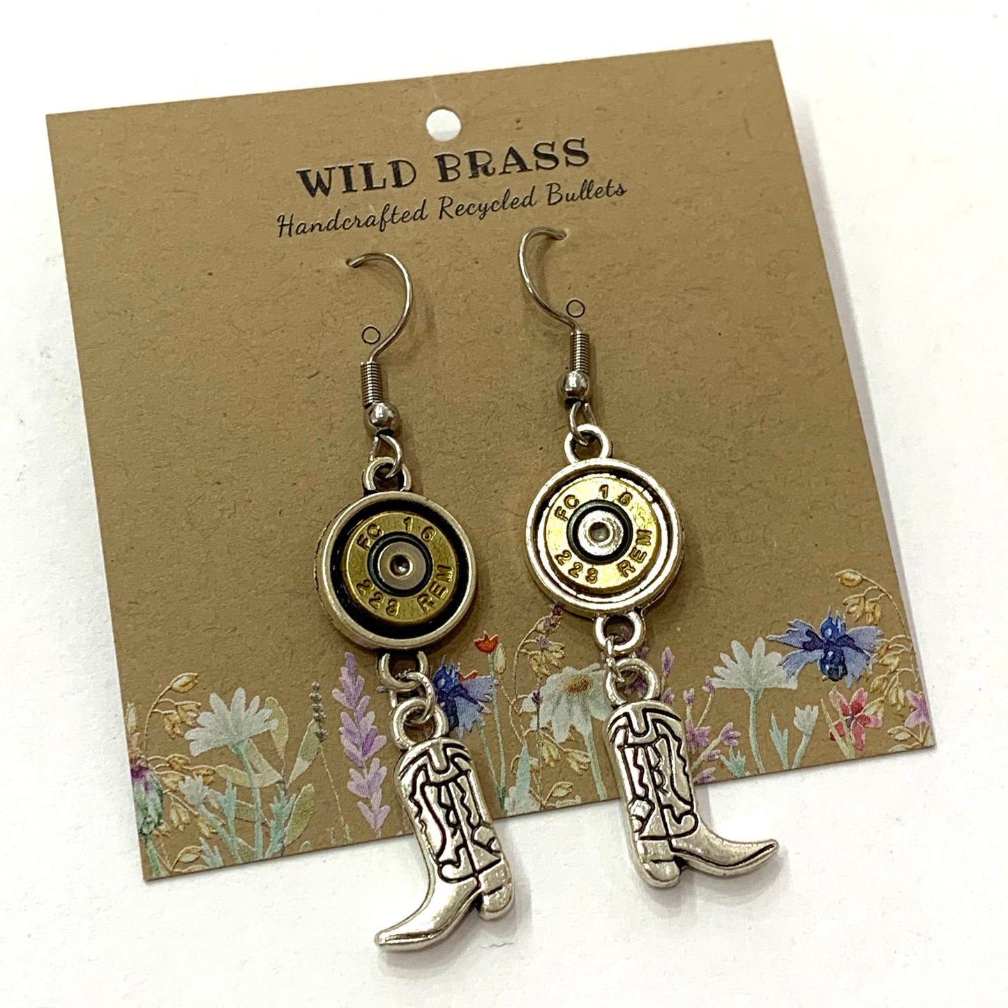 WILD BRASS- Charm Drops- Boots with Clear Swarovski Crystals