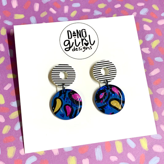 Dang Girl Designs - Round Jenny Kee Striped Stud Dangles