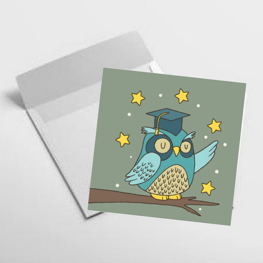 NUOVO - WISE OWL GRADUATION SMALL GREETING CARD