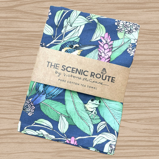 THE SCENIC ROUTE - "KINGFISHER"- Cotton Art Tea Towel