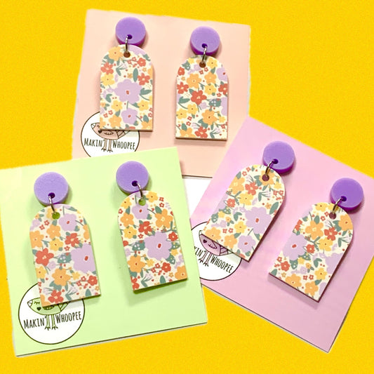 MAKIN' WHOOPEE - Cheer Ups “Lavender Fields” ARCH STUD DANGLES