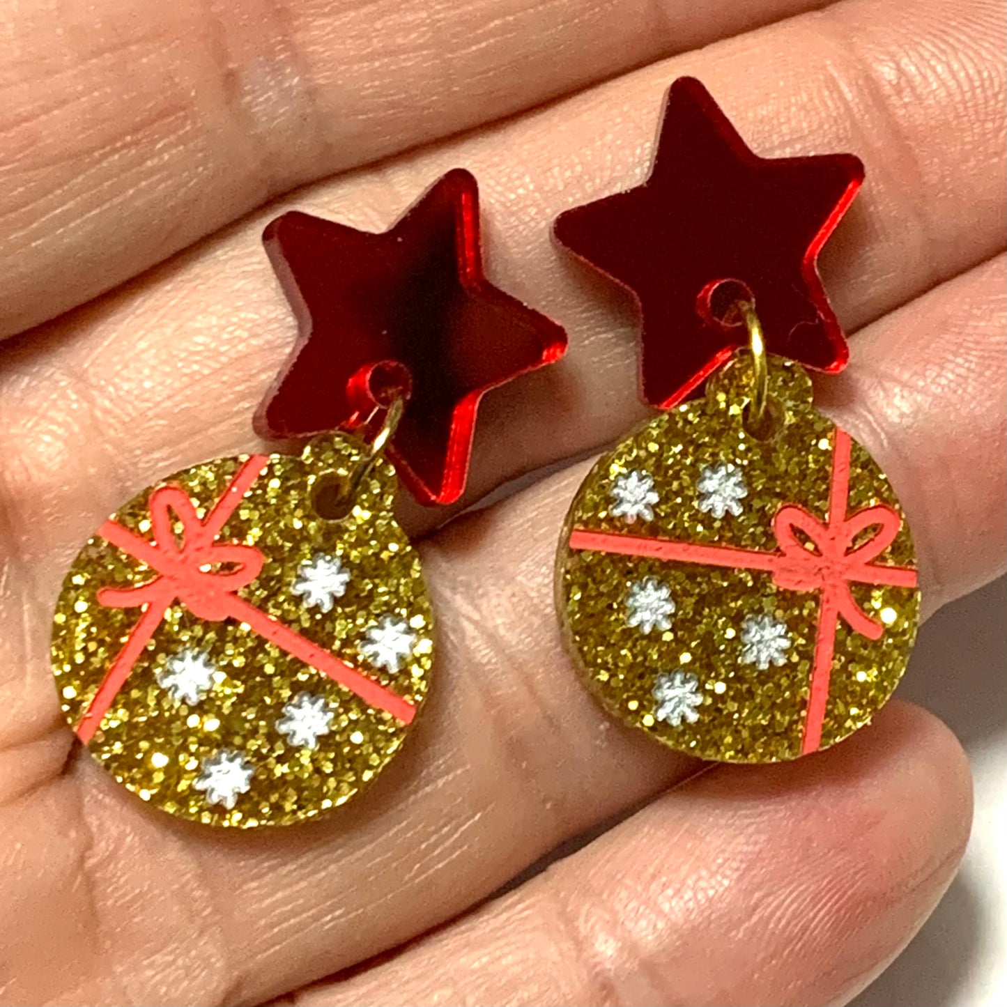 MAKIN' WHOOPEE - “Little Gold Bauble” CHRISTMAS STAR STUD DANGLES