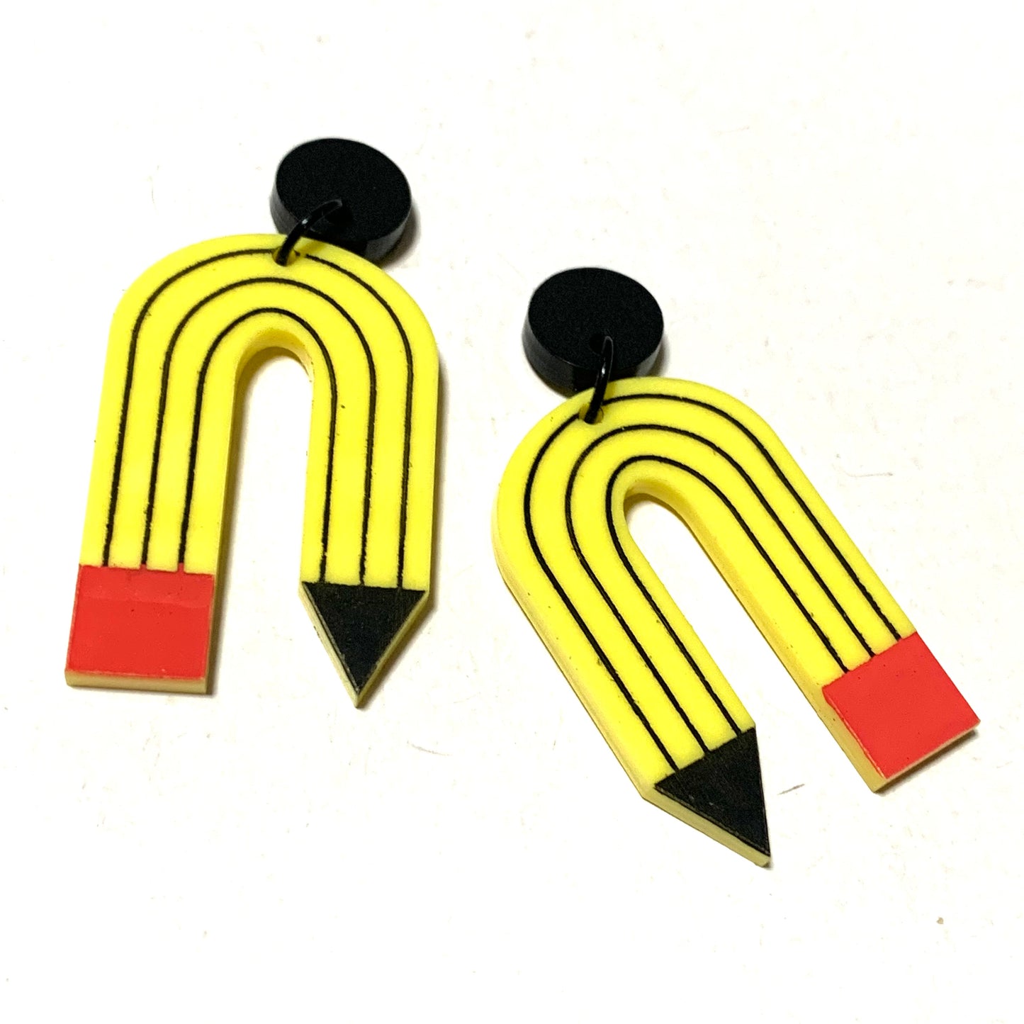MAKIN' WHOOPEE - “Bendy Pencils-Black” TEACHER STUD DANGLES